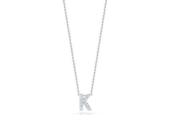 Roberto Coin 16-18" love letter diamond "K" necklace, additional letters available - Be On Park