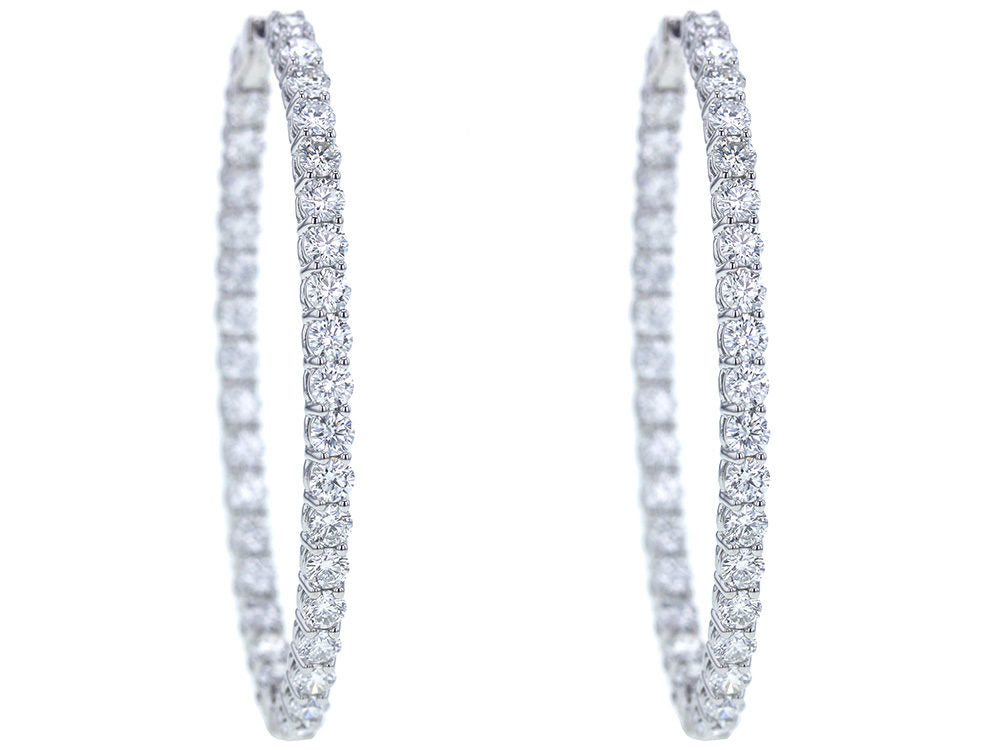 oval shaped 10.20 ctw diamond hoop earrings - Be On Park