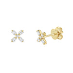 Shy Creation Yellow Gold Baguette Diamond "X" Studs - Be On Park